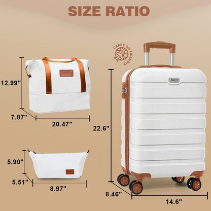 AnyZip Luggage PC ABS Hardside Lightweight Suitcase with 4 Universal Wheels TSA Lock Carry-On 20 Inch Orange