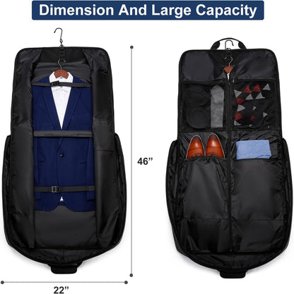 Garment Bag Travel Suit Bag Large 40-Inch Carry on Bag Up to 3 Suits,2 in 1 Hanging Luggage Bags, Fits 15.6Inch Laptop