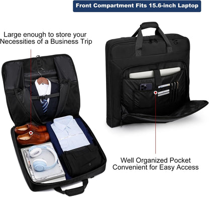 Garment Bag Travel Suit Bag Large 40-Inch Carry on Bag Up to 3 Suits,2 in 1 Hanging Luggage Bags, Fits 15.6Inch Laptop