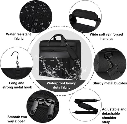 Garment Bag Travel Suit Bag Large 40-Inch Carry on Bag Up to 3 Suits,2 in 1 Hanging Luggage Bags, Fits 15.6Inch Laptop