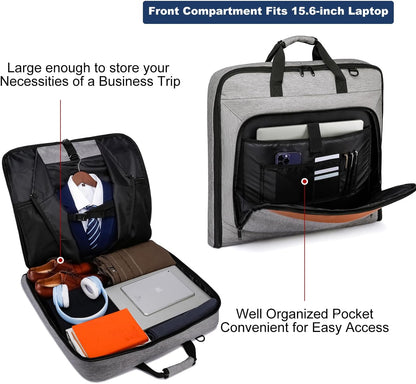 Garment Bag Travel Suit Bag Large 40-Inch Carry on Bag Up to 3 Suits,2 in 1 Hanging Luggage Bags, Fits 15.6Inch Laptop