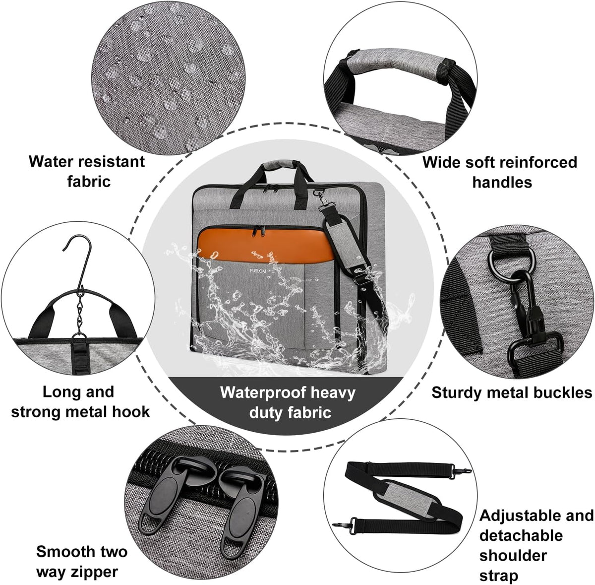 Garment Bag Travel Suit Bag Large 40-Inch Carry on Bag Up to 3 Suits,2 in 1 Hanging Luggage Bags, Fits 15.6Inch Laptop