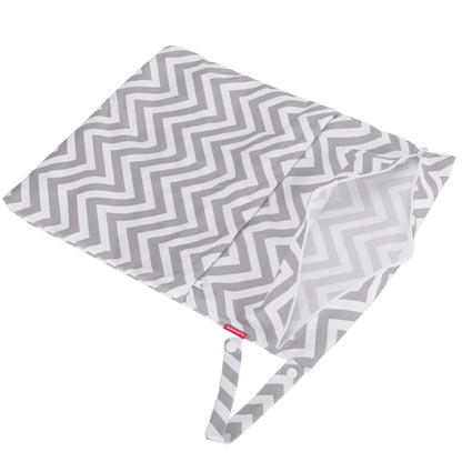 3pcs Travel Wet and Dry Bag Organizer with Handle for Cloth Diaper, Pumping Parts, Swimsuit and More, Easy to Grab and Go, Gray Chevron