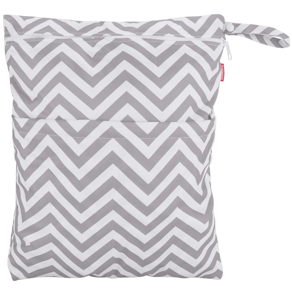 3pcs Travel Wet and Dry Bag Organizer with Handle for Cloth Diaper, Pumping Parts, Swimsuit and More, Easy to Grab and Go, Gray Chevron