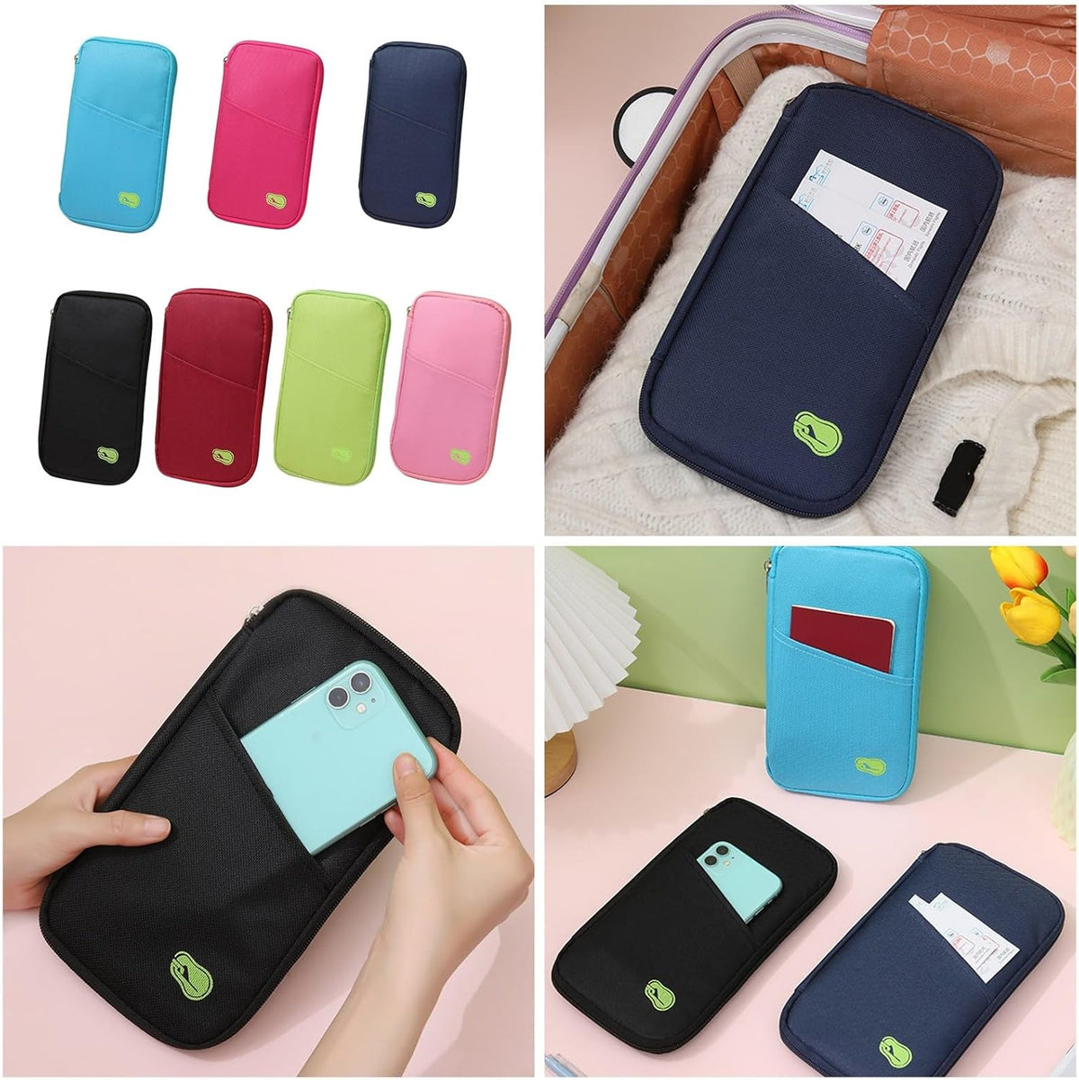 Secure Passports Holder Travel Organized With Multiple Compartments Storage Case For Tickets Credit Cards And Documents Trave