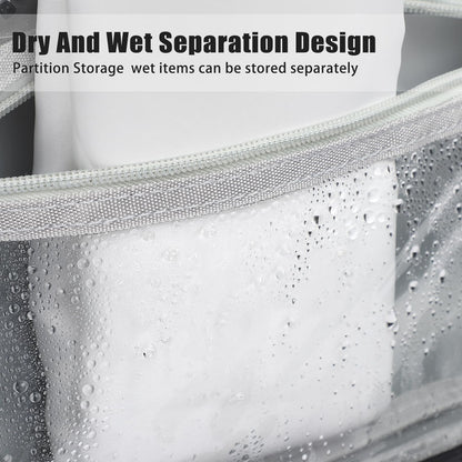 Compact Travel Toiletry Bag for Women & Men, Waterproof Hanging Shower Organizer with Hook, Portable Foldable Wash Pouch for Bathroom/Shaving/Camping - Small-Size Space-Saving Design- Black