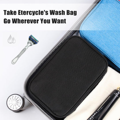Compact Travel Toiletry Bag for Women & Men, Waterproof Hanging Shower Organizer with Hook, Portable Foldable Wash Pouch for Bathroom/Shaving/Camping - Small-Size Space-Saving Design- Black