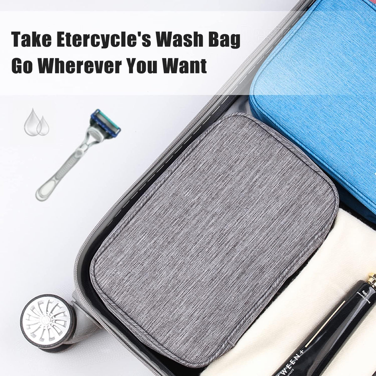Compact Travel Toiletry Bag for Women & Men, Waterproof Hanging Shower Organizer with Hook, Portable Foldable Wash Pouch for Bathroom/Shaving/Camping - Small-Size Space-Saving Design- Black