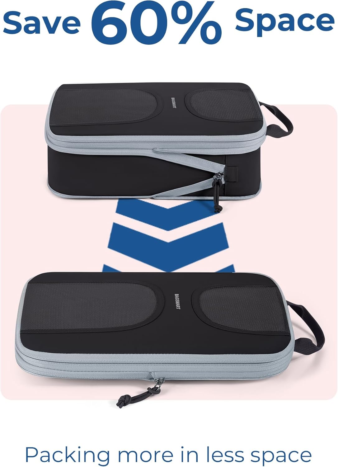 Compression Packing Cubes, 6 Set Packing Cubes for Suitcases, Lightweight Suitcases Organizers Bag Set & Compression Travel Cubes, Travel Essentials Packing Organizers Black