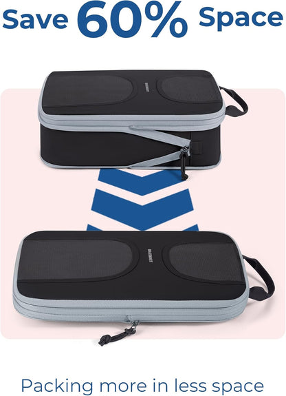 Compression Packing Cubes, 6 Set Packing Cubes for Suitcases, Lightweight Suitcases Organizers Bag Set & Compression Travel Cubes, Travel Essentials Packing Organizers Black