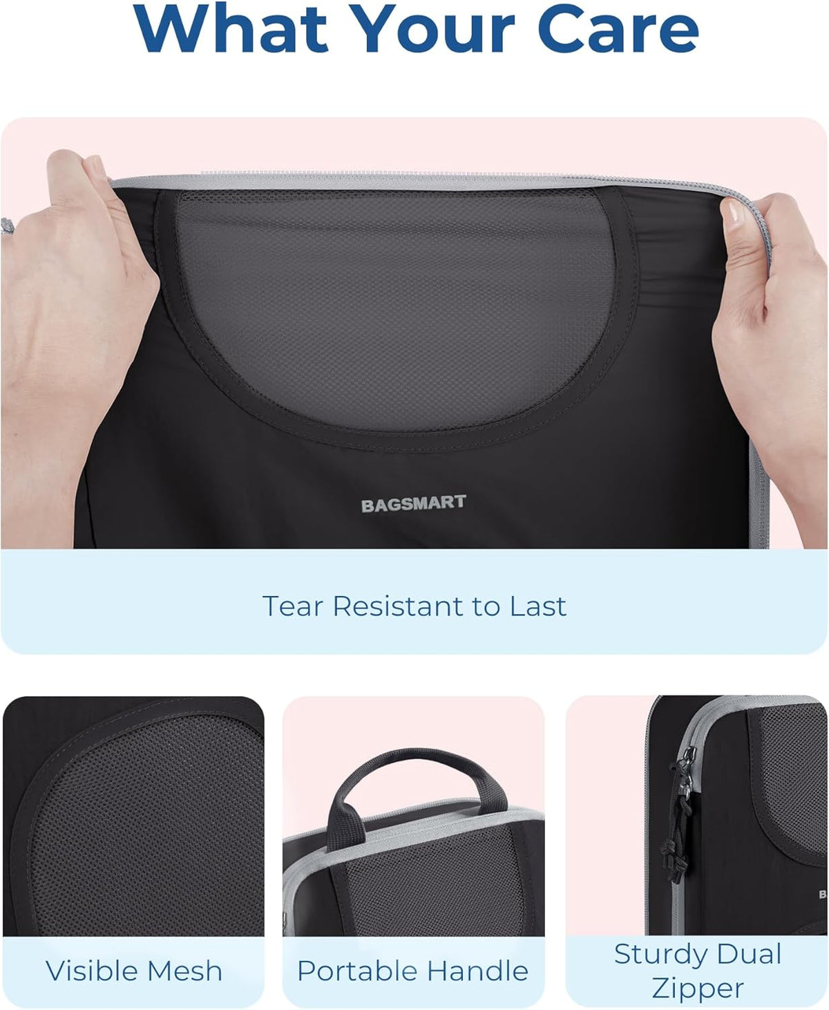 Compression Packing Cubes, 6 Set Packing Cubes for Suitcases, Lightweight Suitcases Organizers Bag Set & Compression Travel Cubes, Travel Essentials Packing Organizers Black