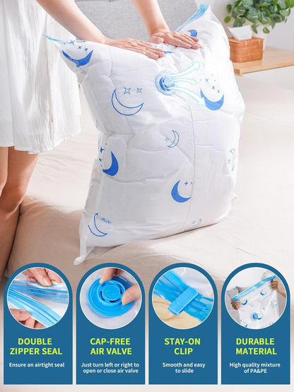 Travel Compression Bags, 25 Pack Vacuum Storage Bags with 1500mAh Rechargeable Battery, Vacuum Seal Bag for Space Saving Clothes, Blanket, Duvets, Pillows, Comforters, Travel Essentials, Luggage