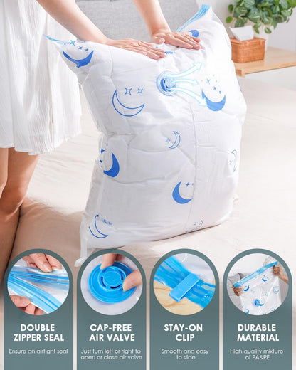 Travel Compression Bags, 25 Pack Vacuum Storage Bags with 1500mAh Rechargeable Battery, Vacuum Seal Bag for Space Saving Clothes, Blanket, Duvets, Pillows, Comforters, Travel Essentials, Luggage
