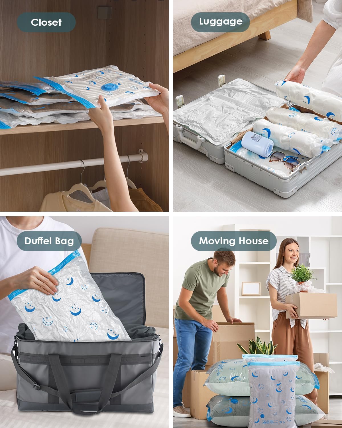 Travel Compression Bags, 25 Pack Vacuum Storage Bags with 1500mAh Rechargeable Battery, Vacuum Seal Bag for Space Saving Clothes, Blanket, Duvets, Pillows, Comforters, Travel Essentials, Luggage