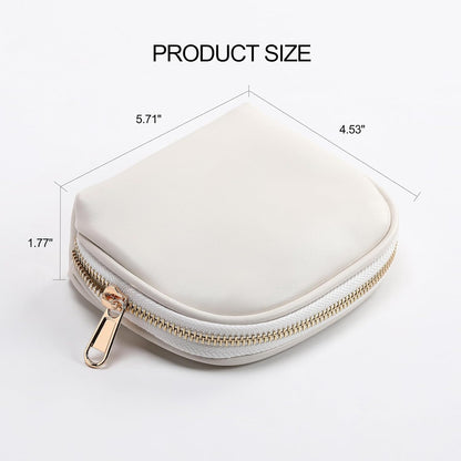 Small Travel Jewelry Organizer Storage Pouch - Velvet Mini Travel Jewelry Case for Women, Compact Zipper Bag for Bracelets, Rings, Earrings Essential Travel Accessory Gift (white)