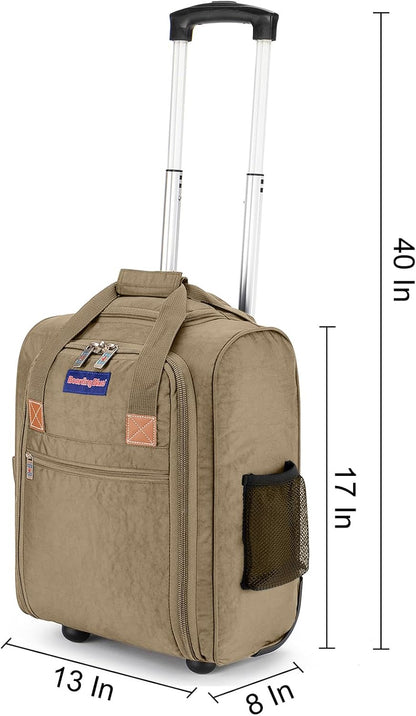 17x13x8 Inches JetBlue Airlines Rolling Personal Item Underseat Travel Bag - Suitable for Major Airlines including Spirit, Jetblue and Frontier- Duffel Bag Design (Ivory)