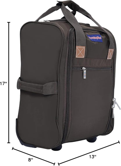 17x13x8 Inches JetBlue Airlines Rolling Personal Item Underseat Travel Bag - Suitable for Major Airlines including Spirit, Jetblue and Frontier- Duffel Bag Design (Ivory)