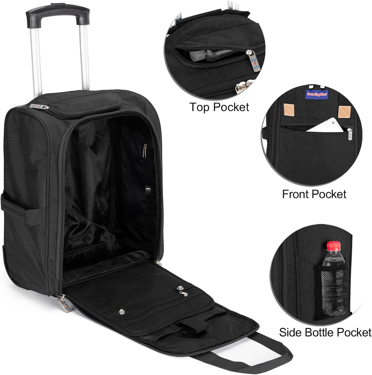 17x13x8 Inches JetBlue Airlines Rolling Personal Item Underseat Travel Bag - Suitable for Major Airlines including Spirit, Jetblue and Frontier- Duffel Bag Design (Ivory)