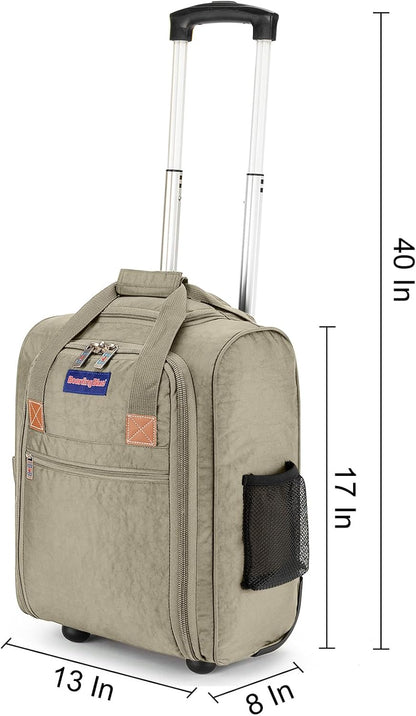 17x13x8 Inches JetBlue Airlines Rolling Personal Item Underseat Travel Bag - Suitable for Major Airlines including Spirit, Jetblue and Frontier- Duffel Bag Design (Ivory)