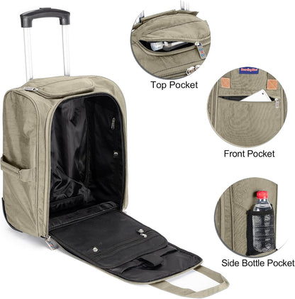 17x13x8 Inches JetBlue Airlines Rolling Personal Item Underseat Travel Bag - Suitable for Major Airlines including Spirit, Jetblue and Frontier- Duffel Bag Design (Ivory)