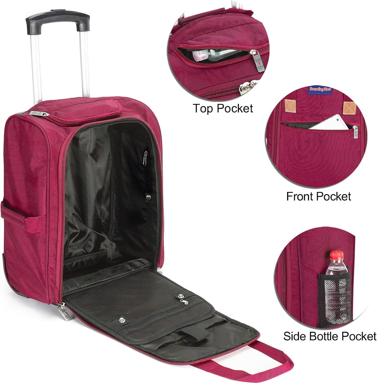 17x13x8 Inches JetBlue Airlines Rolling Personal Item Underseat Travel Bag - Suitable for Major Airlines including Spirit, Jetblue and Frontier- Duffel Bag Design (Ivory)
