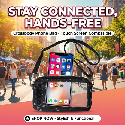 Lightweight Cross Body Phone Case Holder for Women -Crossbody Phone Bag Cell Phone Purse Small Crossbody Bag for Women for Concert Football Games Sports Stadium Events Black