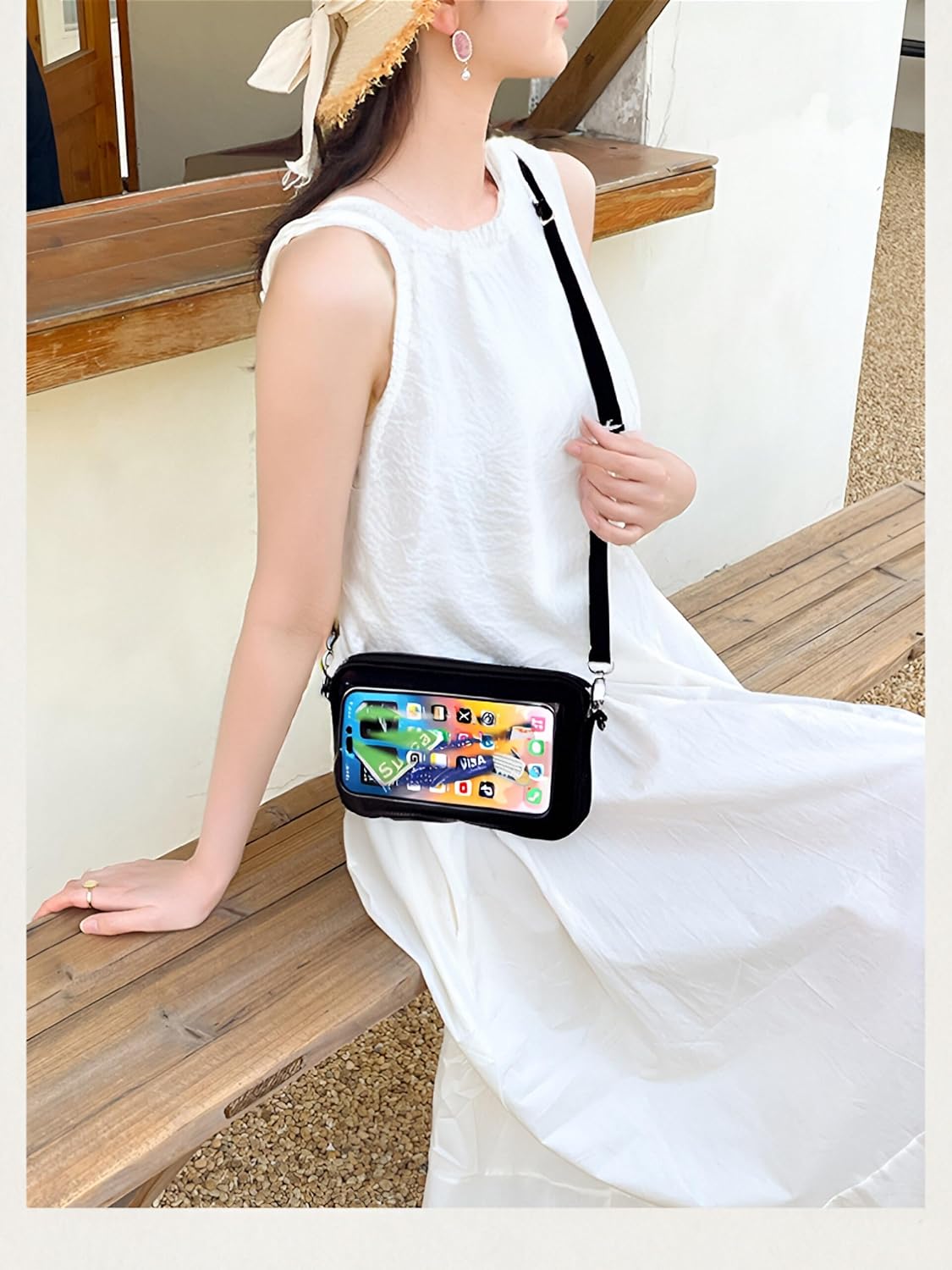 Lightweight Cross Body Phone Case Holder for Women -Crossbody Phone Bag Cell Phone Purse Small Crossbody Bag for Women for Concert Football Games Sports Stadium Events Black