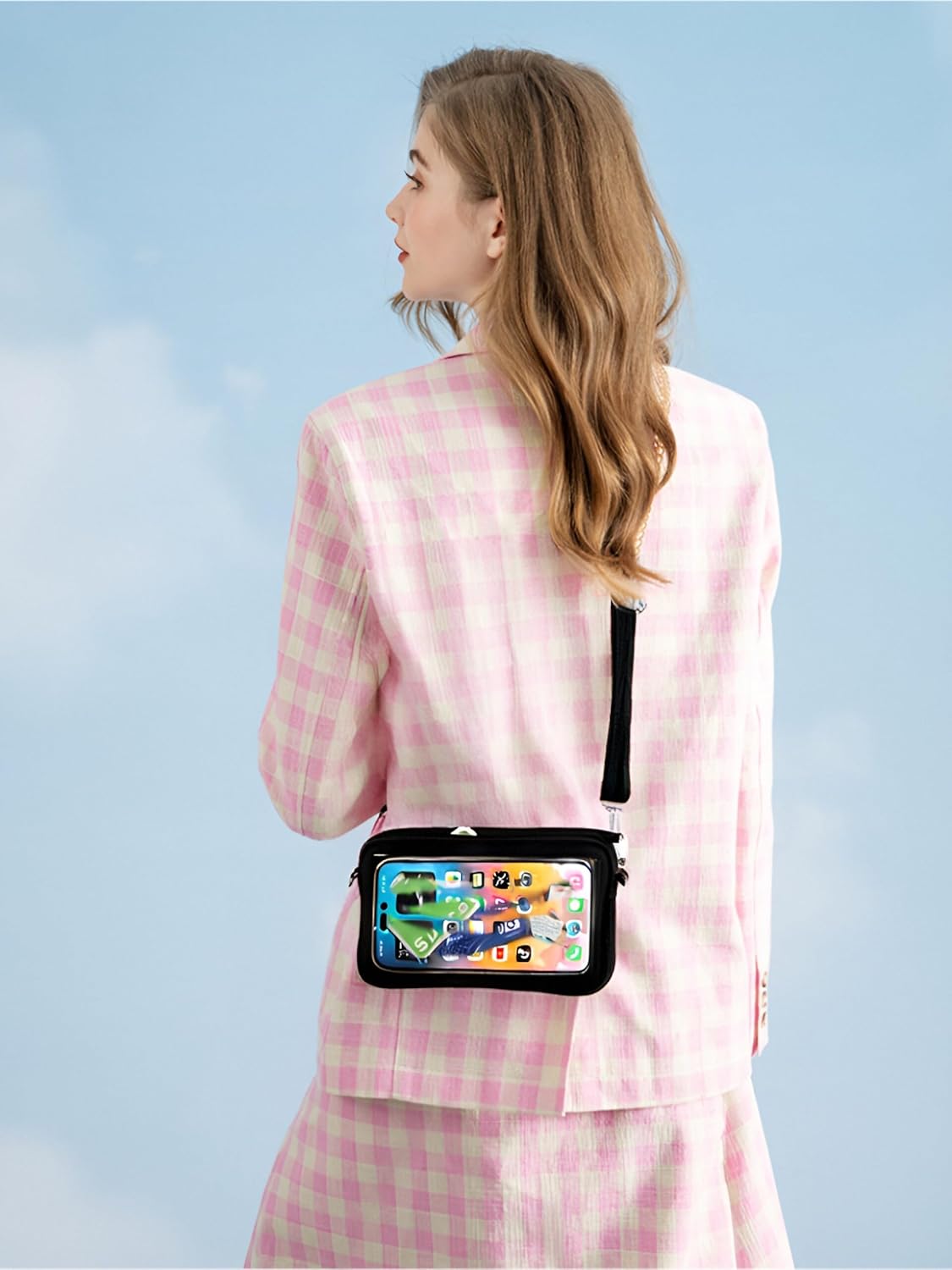Lightweight Cross Body Phone Case Holder for Women -Crossbody Phone Bag Cell Phone Purse Small Crossbody Bag for Women for Concert Football Games Sports Stadium Events Black