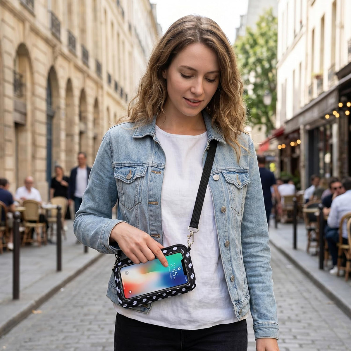 Lightweight Cross Body Phone Case Holder for Women -Crossbody Phone Bag Cell Phone Purse Small Crossbody Bag for Women for Concert Football Games Sports Stadium Events Black