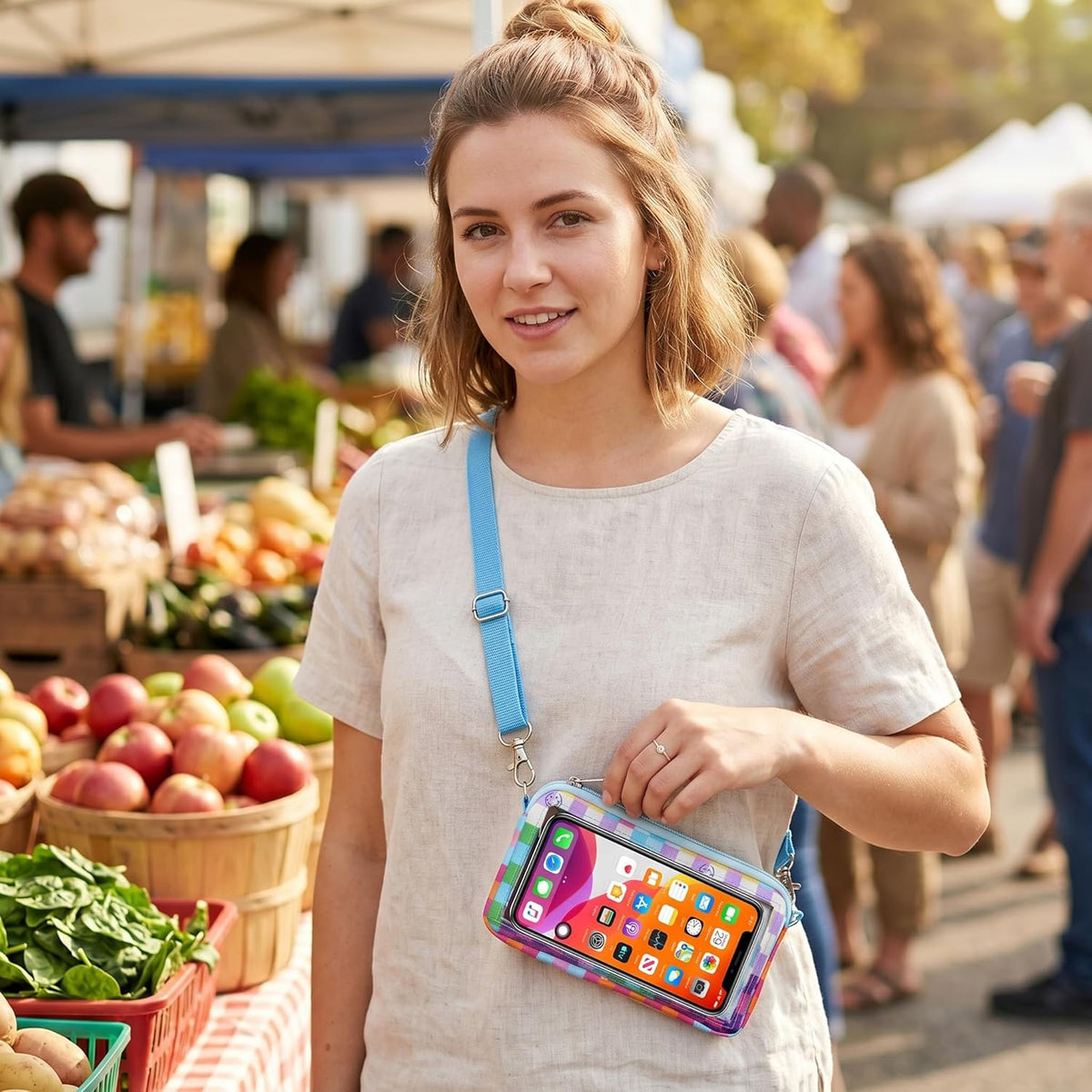Lightweight Cross Body Phone Case Holder for Women -Crossbody Phone Bag Cell Phone Purse Small Crossbody Bag for Women for Concert Football Games Sports Stadium Events Black