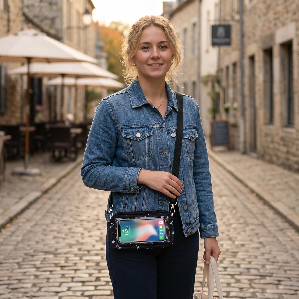 Lightweight Cross Body Phone Case Holder for Women -Crossbody Phone Bag Cell Phone Purse Small Crossbody Bag for Women for Concert Football Games Sports Stadium Events Black