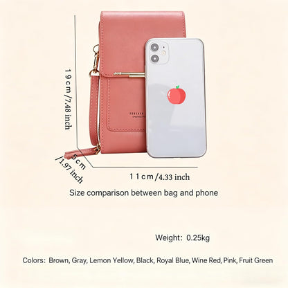Touchscreen Phone Crossbody Bags for Women,Anti-Theft PU Leather Messenger Bag,RFID Blocking Small Mobile Phone Purse Wallet