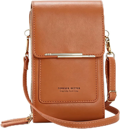 Touchscreen Phone Crossbody Bags for Women,Anti-Theft PU Leather Messenger Bag,RFID Blocking Small Mobile Phone Purse Wallet