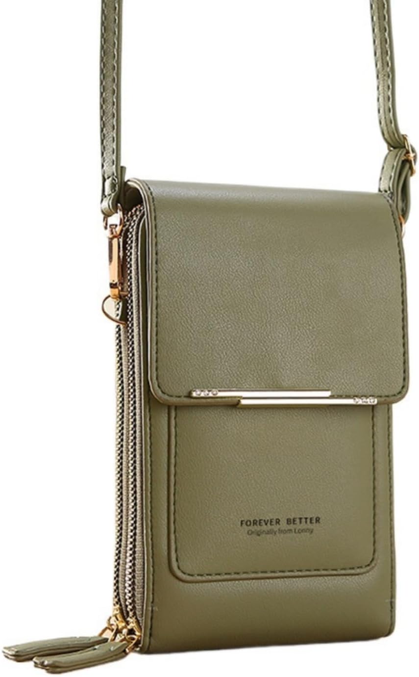Touchscreen Phone Crossbody Bags for Women,Anti-Theft PU Leather Messenger Bag,RFID Blocking Small Mobile Phone Purse Wallet