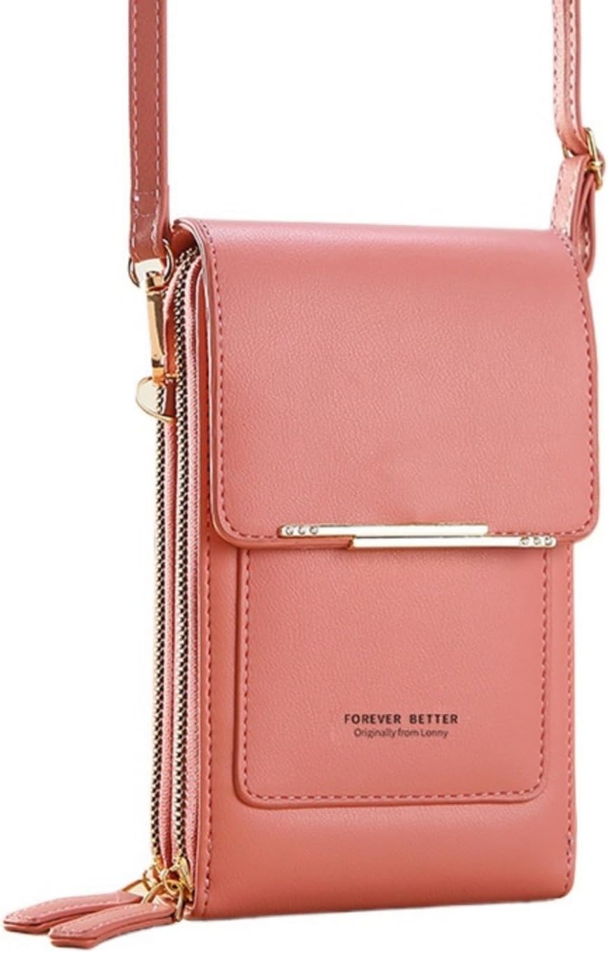 Touchscreen Phone Crossbody Bags for Women,Anti-Theft PU Leather Messenger Bag,RFID Blocking Small Mobile Phone Purse Wallet