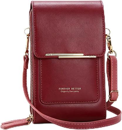 Touchscreen Phone Crossbody Bags for Women,Anti-Theft PU Leather Messenger Bag,RFID Blocking Small Mobile Phone Purse Wallet