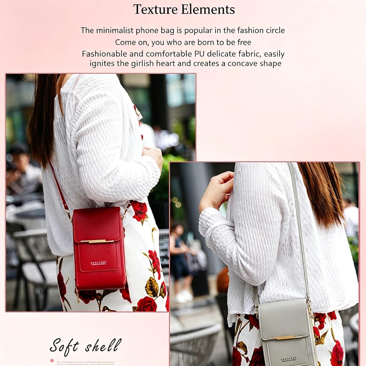 Touchscreen Phone Crossbody Bags for Women,Anti-Theft PU Leather Messenger Bag,RFID Blocking Small Mobile Phone Purse Wallet