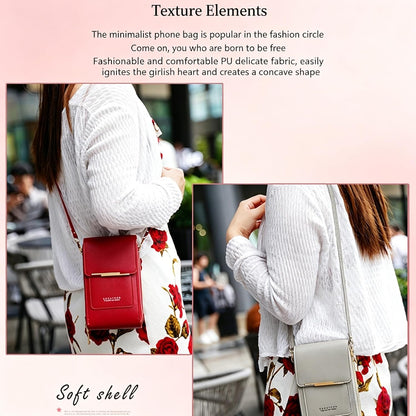 Touchscreen Phone Crossbody Bags for Women,Anti-Theft PU Leather Messenger Bag,RFID Blocking Small Mobile Phone Purse Wallet
