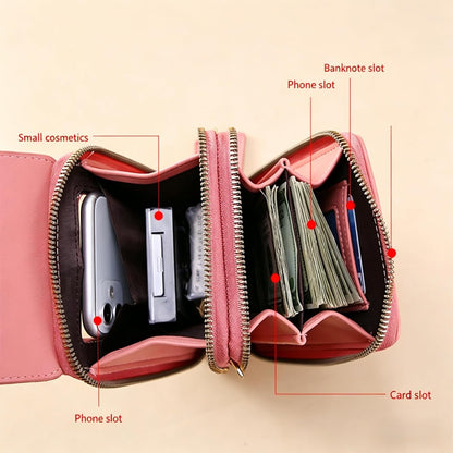Touchscreen Phone Crossbody Bags for Women,Anti-Theft PU Leather Messenger Bag,RFID Blocking Small Mobile Phone Purse Wallet