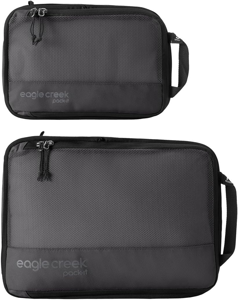 Pack-It Reveal Compression Cube - Lightweight Compression Cube for Optimizing Luggage Space - Convenient Top Handle - Easy-Grab Zipper - Washable - S/M Set - Black