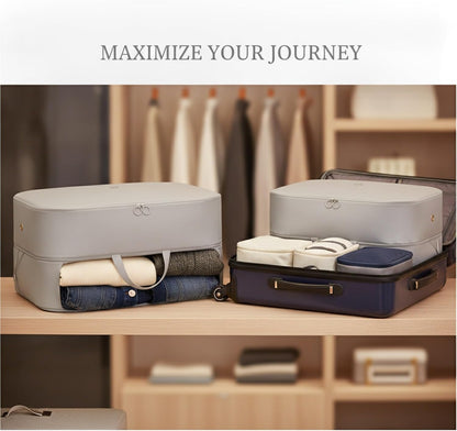 Compression Packing Cube with Double Zipper, Space-Saving Luggage Organizer for Bulky Clothes, Polyester Storage Bag (1 PC)