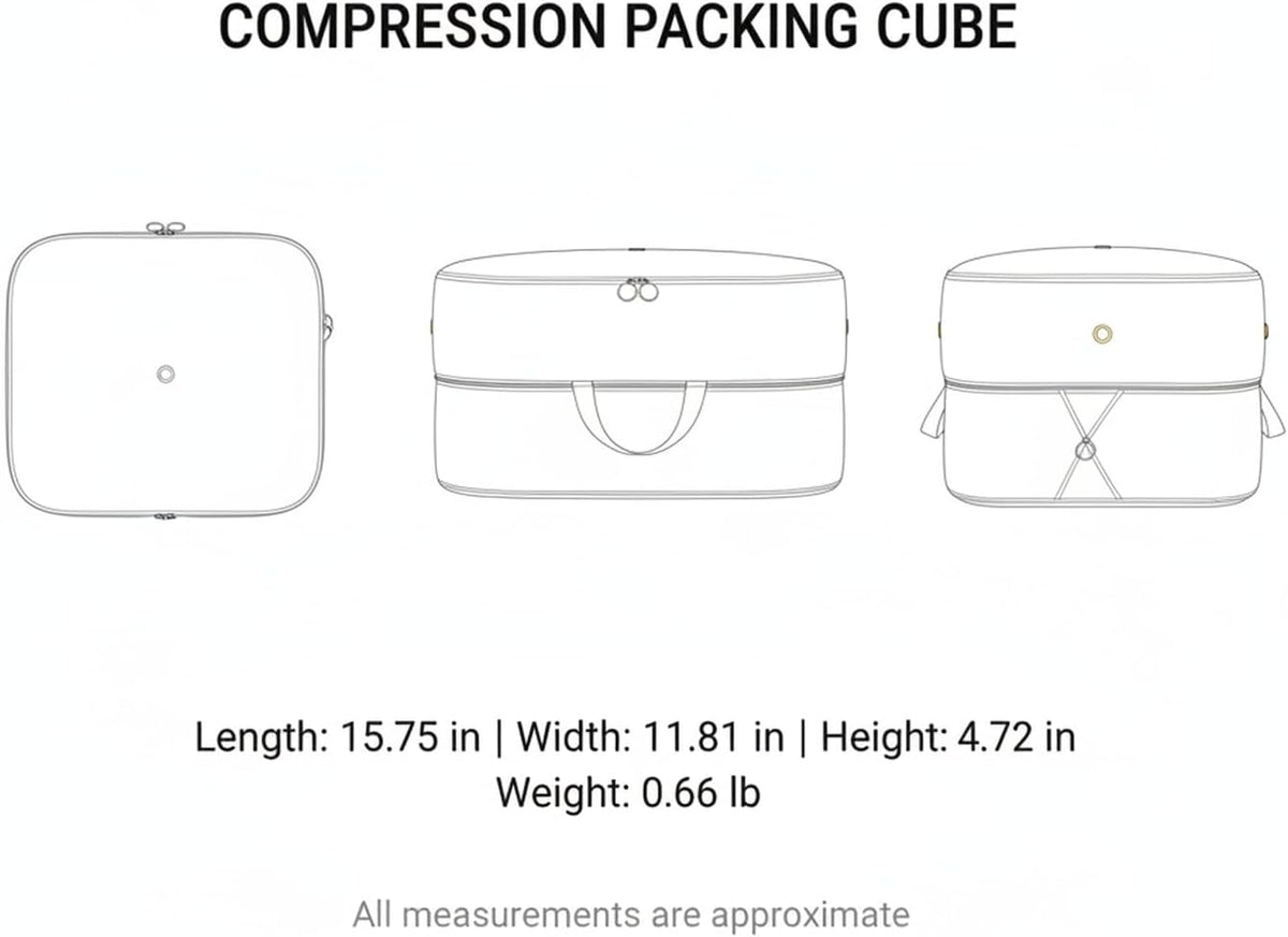 Compression Packing Cube with Double Zipper, Space-Saving Luggage Organizer for Bulky Clothes, Polyester Storage Bag (1 PC)
