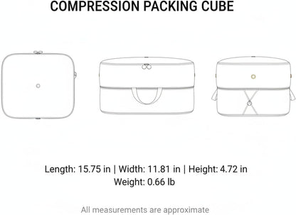 Compression Packing Cube with Double Zipper, Space-Saving Luggage Organizer for Bulky Clothes, Polyester Storage Bag (1 PC)