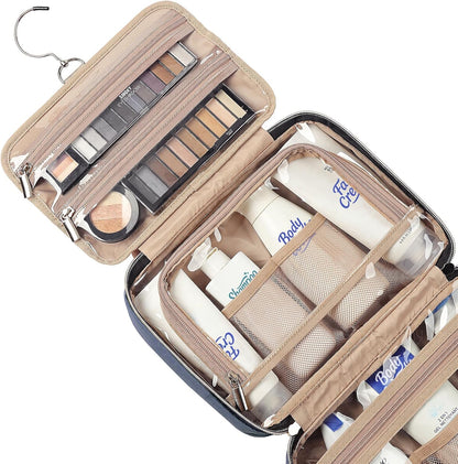 Travel Toiletry Bag for women, Portable Hanging Organizer for Travel-Sized Shampoo, Conditioner, Brushes Set, makeup Accessories, Medium Size, Pink