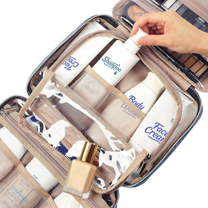 Travel Toiletry Bag for women, Portable Hanging Organizer for Travel-Sized Shampoo, Conditioner, Brushes Set, makeup Accessories, Medium Size, Pink