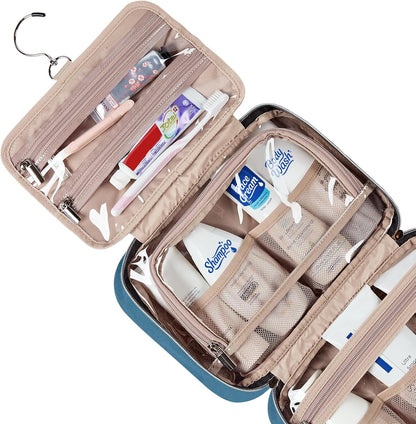 Travel Toiletry Bag for women, Portable Hanging Organizer for Travel-Sized Shampoo, Conditioner, Brushes Set, makeup Accessories, Medium Size, Pink