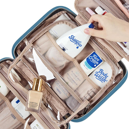 Travel Toiletry Bag for women, Portable Hanging Organizer for Travel-Sized Shampoo, Conditioner, Brushes Set, makeup Accessories, Medium Size, Pink