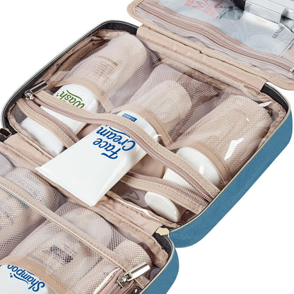 Travel Toiletry Bag for women, Portable Hanging Organizer for Travel-Sized Shampoo, Conditioner, Brushes Set, makeup Accessories, Medium Size, Pink