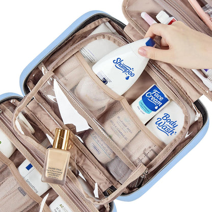 Travel Toiletry Bag for women, Portable Hanging Organizer for Travel-Sized Shampoo, Conditioner, Brushes Set, makeup Accessories, Medium Size, Pink