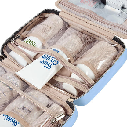 Travel Toiletry Bag for women, Portable Hanging Organizer for Travel-Sized Shampoo, Conditioner, Brushes Set, makeup Accessories, Medium Size, Pink